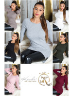 Trendy KouCla High Low ribbed jumper