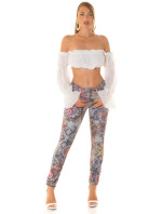 Sexy 2in1 Statement Skinny Jeans with Print