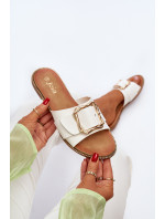 Dámske papuče s opaskom a prackou, biele Opahiri