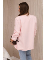 Elegantné sako s klopami svetlo púdrovo ružovej farby