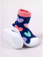 Yoclub Detské dievčenské protišmykové ponožky s gumovou podrážkou P1 Navy Blue