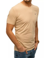 Béžové pánske tričko bez potlače RX4465