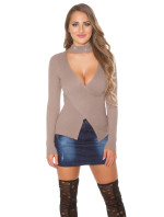 Sexy KouCla-pullover w. rhinestone standup collar