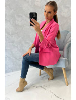 Elegantné sako s klopami v ružovej farbe