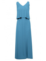 K048 Maxi šaty s volánom - nebesky modré