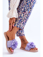 Dámske semišové papuče s fialovým zdobením Giorgia