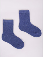 Yoclub Dievčenské hladké ponožky so striebornou niťou 3-pack SKA-0025G-1800 Navy Blue