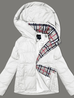 Miss TiTi (2360) Dámska voľná bunda v ecru farbe s kapucňou
