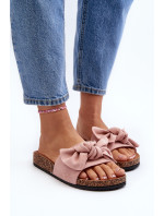 Dámske papuče s mašľou, ružové Ezephira