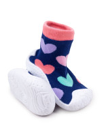 Yoclub Detské dievčenské protišmykové ponožky s gumovou podrážkou P1 Navy Blue