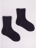 Yoclub Dievčenské hladké ponožky so striebornou niťou 3-pack SKA-0025G-3400 Black