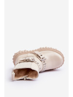 Béžové dievčenské chelsea topánky na zips, Adeneia