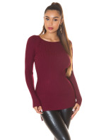 Trendy KouCla High Low ribbed jumper