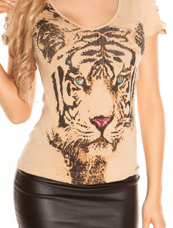 Sexy KouCla t-shirt with tiger print and cracks