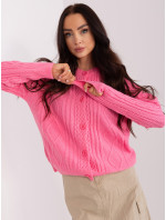 Ružový pletený sveter s gombíkmi