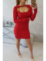 Červené pruhované šaty s priliehavým strihom