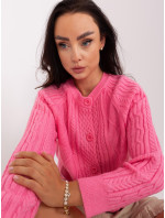 Ružový pletený sveter s gombíkmi