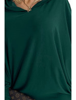 Šaty s netopierími rukávmi a kapucňou Numoco - fľaškovo zelená