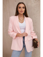 Elegantné sako s klopami svetlo púdrovo ružovej farby
