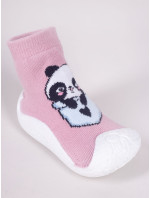 Yoclub Detské dievčenské protišmykové ponožky s gumovou podrážkou P2 Pink