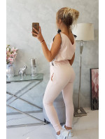 Nohavice/oblek s nápisom selfie powder pink